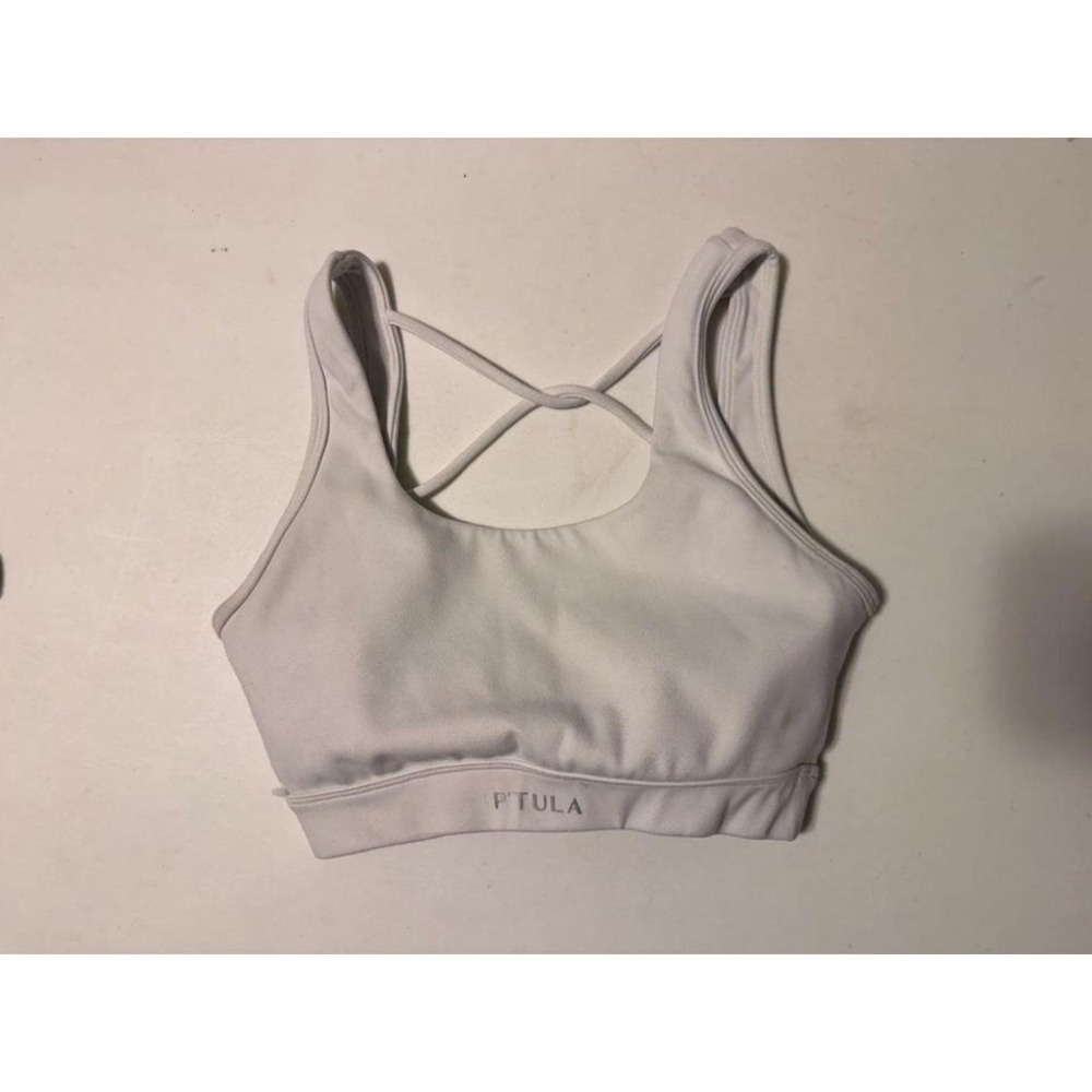 Ptula Womens White Strappy Crisscross Back Athletic Sports Bra Size‎ XS
